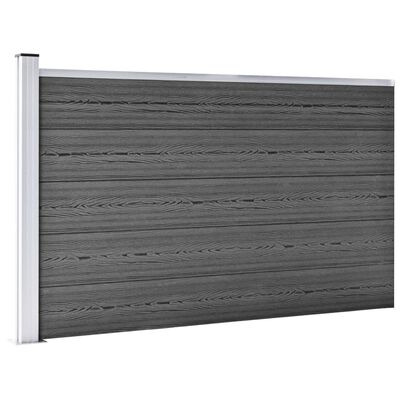 vidaXL Tvoros segmentų rinkinys, juodos spalvos, 353x105cm, WPC