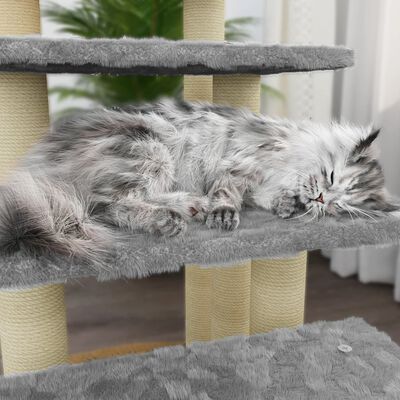 vidaXL Draskyklė katėms su stovais iš sizalio, šviesiai pilka, 63cm