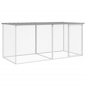 vidaXL Vi&scaron;tų narvas su stogu, &scaron;viesiai pilkas, 203x98x90cm, cinkuotas plienas