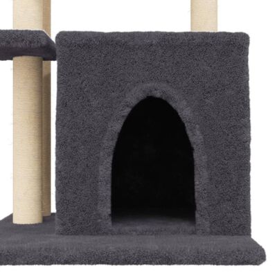 vidaXL Draskyklė katėms su stovais iš sizalio, tamsiai pilka, 83,5cm