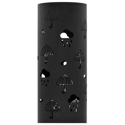 vidaXL Stovas skėčiams, plieninis, juodas