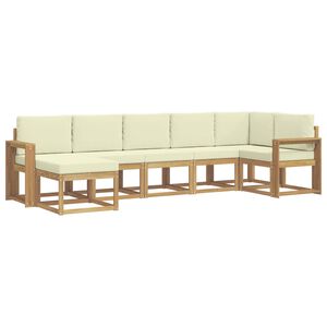 vidaXL Lauko sofos komplektas 7 pcs Balta ir kreminė Poliesteris