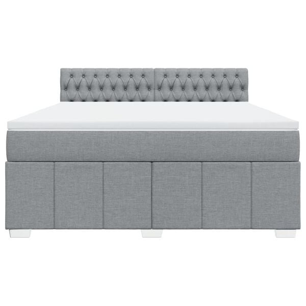 vidaXL Lova su spyruoklėmis ir čiužiniu, pilka, 180x200cm, audinys