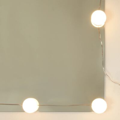 vidaXL Kosmetinis staliukas su LED ir spintele, baltas, mediena
