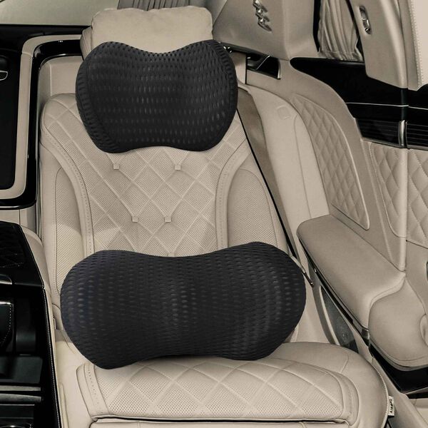 vidaXL Pagalvė su pagalve 2 pcs Juoda 4D tinklinė medžiaga