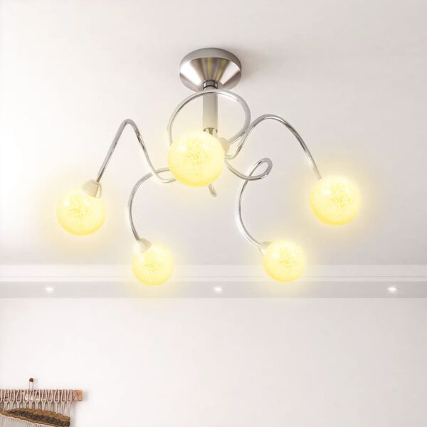 vidaXL Lubinis šviestuvas su stikliniais gaubtais 5 G9 LED lemputėms