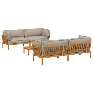 vidaXL Sofos komplektas su pagalve 5 pcs Taupe Kietos akacijos mediena