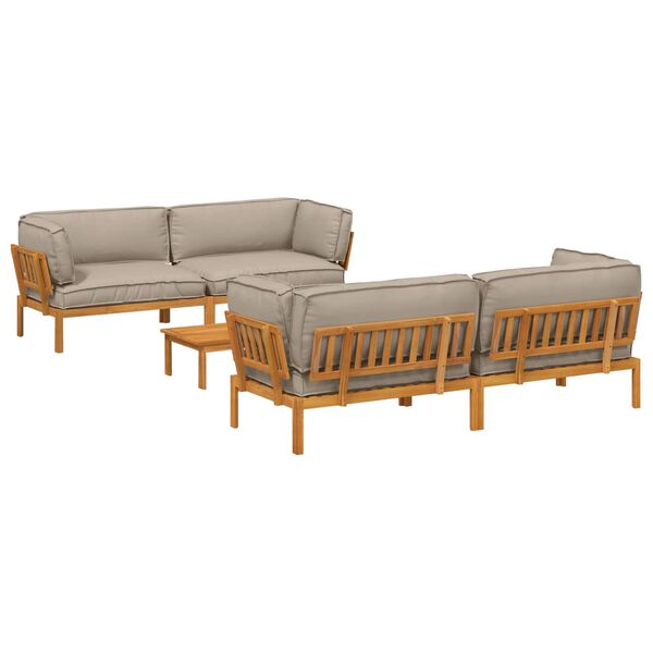 vidaXL Sofos komplektas su pagalve 5 pcs Taupe Kietos akacijos mediena