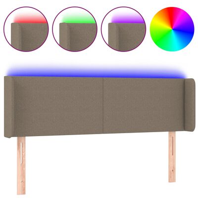 vidaXL Galvūgalis su LED, taupe spalvos, 147x16x78/88cm, audinys