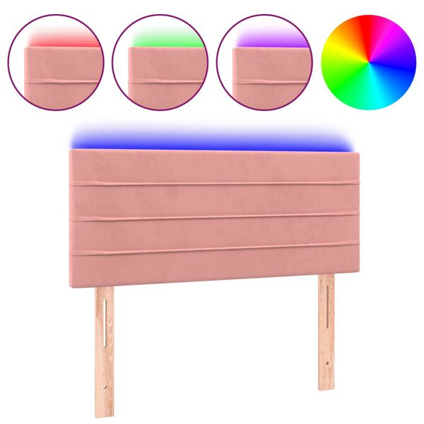 vidaXL Galvūgalis su LED, rožinės spalvos, 90x5x78/88cm, aksomas