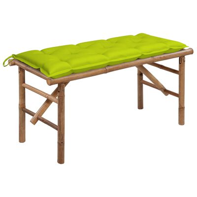 vidaXL Sulankstomas sodo suoliukas su pagalvėle, 118cm, bambukas