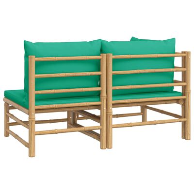 vidaXL Sodo komplektas su žaliomis pagalvėlėmis, 2 dalių, bambukas