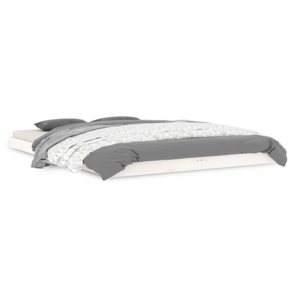 vidaXL Lovos rėmas, baltos spalvos, 140x200cm, pušies medienos masyvas