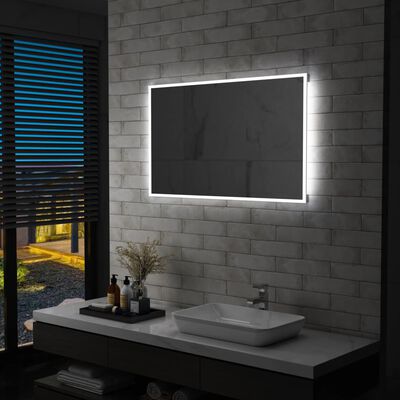 vidaXL Sieninis vonios kambario veidrodis su LED, 100x60cm