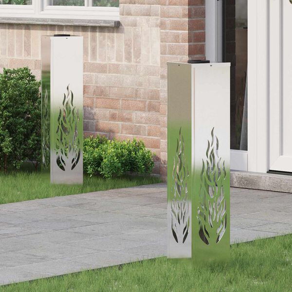 vidaXL Saulės LED &scaron;aligatvio &scaron;viesa 2 pcs Sidabro Cinkuota plienas