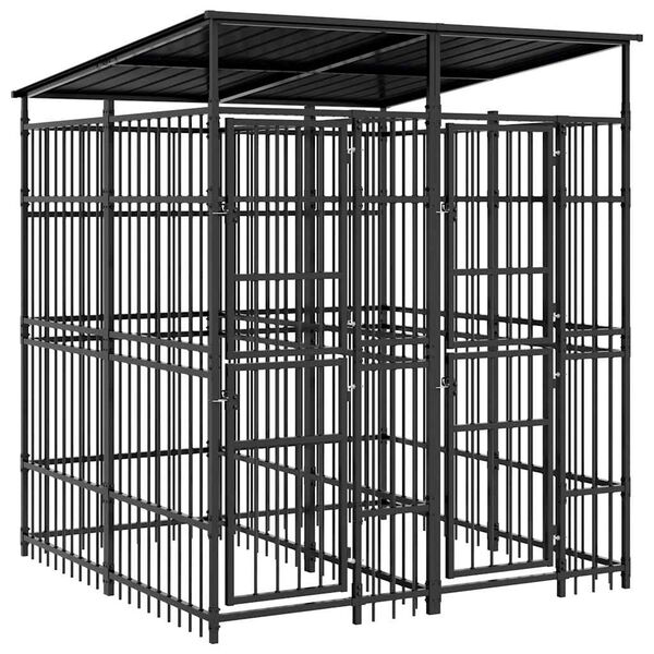 vidaXL Lauko voljeras &scaron;unims su stogu, plienas, 3,69m&sup2;