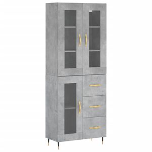 vidaXL Komoda, betono pilkos spalvos, 69,5x34x180cm, apdirbta mediena