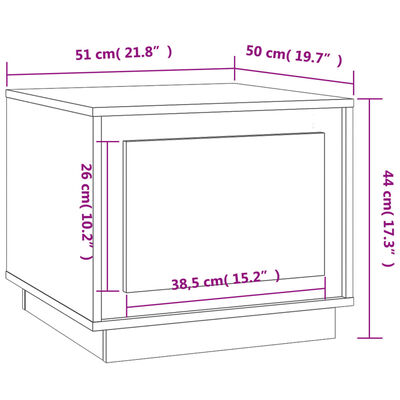 vidaXL Kavos staliukas, baltas, 51x50x44cm, apdirbta mediena, blizgus