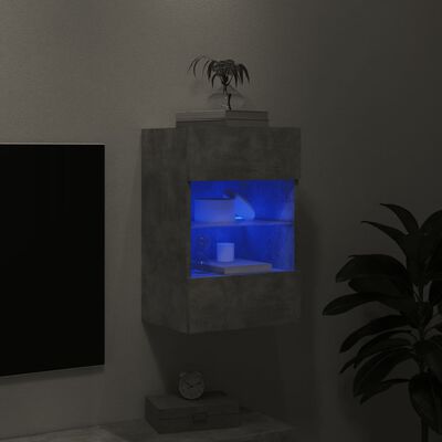 vidaXL Sieninė TV spintelė su LED lemputėmis, betono, 40x30x60,5cm