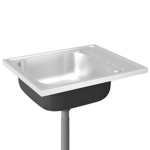 vidaXL Virtuvės plautuvė su padėklu, sidabrinė, 600x500x155mm, plienas
