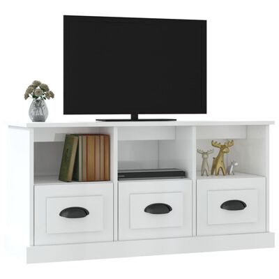 vidaXL Televizoriaus spintelė, balta, 100x35x50cm, mediena, blizgi