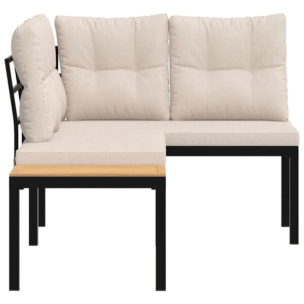 vidaXL Sodo suoliukai su pagalvėlėmis, 2vnt., juodi, plienas