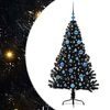 vidaXL Dirbtinis prie&scaron;&scaron;ventinis eglutė su &scaron;viesomis Juoda 150 cm PVC