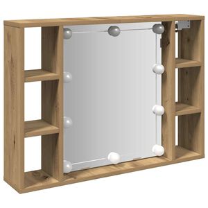vidaXL Veidrodinė spintelė su LED ap&scaron;vietimu, artisano, 76x15x55cm