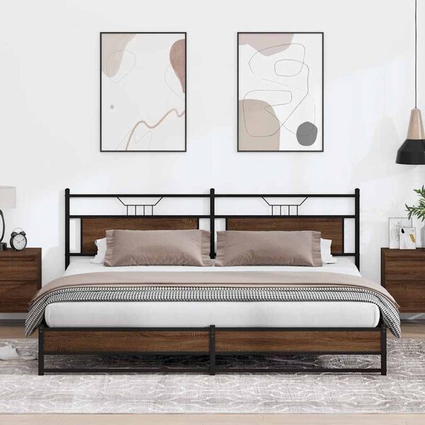 vidaXL Lovos rėmas be čiužinio, rudas ąžuolo, 193x201cm, metalas