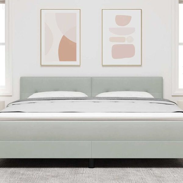 vidaXL LED galvūgalis su galvūgalio &Scaron;viesiai pilka 180 cm Poliesteris