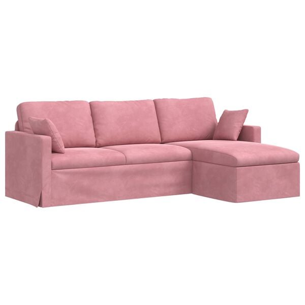 vidaXL Sofa Rožinė Bendri matmenys: 228 x 134 cm (P X G x A) Aksomas