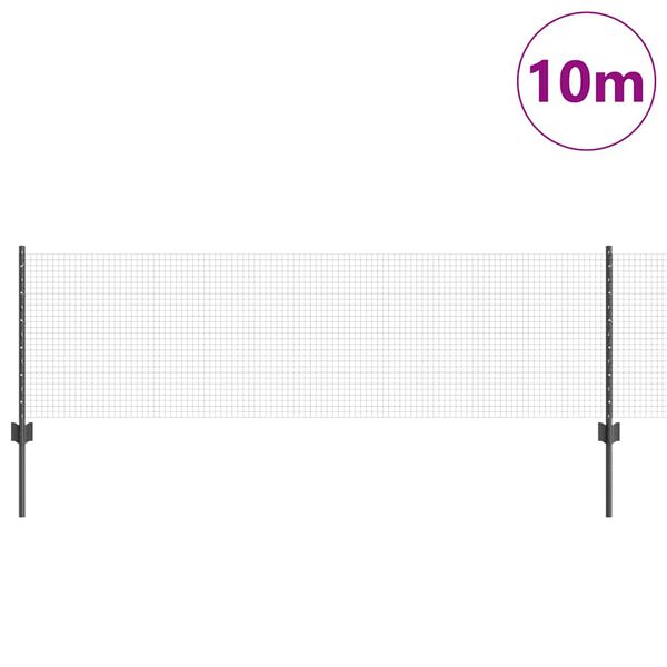 vidaXL Tvora su stulpais Pilka 0,6 x 10 m Plienas ir PVC
