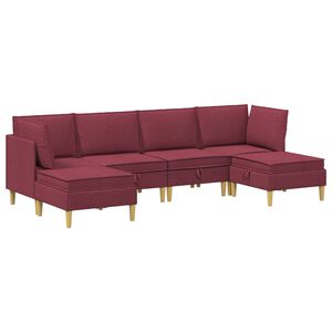 vidaXL Modulinė sofa su laikymo vieta 6 vnt. Vyno raudona Audinys