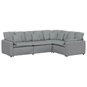 vidaXL Modulinė sofa su pagalvėlėmis, audinys, &scaron;viesiai pilka
