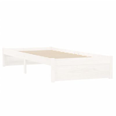 vidaXL Lovos rėmas, baltas, 75x190cm, medienos masyvas, vienvietis