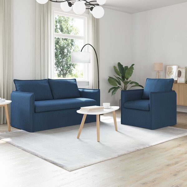 vidaXL Sofa 2 pcs Mėlyna 196 x 82 x 85 cm audinys