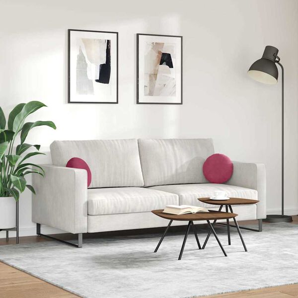 vidaXL Sėdynių pagalvėlės 2 pcs Vyno raudona Ø 40 x 13 cm Aksomas