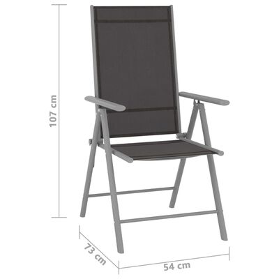 vidaXL Sulankstomos sodo kėdės, 4vnt., juodos spalvos, tekstilenas