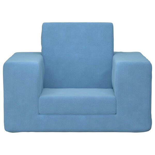 vidaXL Vaikiška sofa-lova, mėlynos spalvos, minkštas pliušas