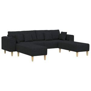 vidaXL Sofa 3 vnt. Juoda audinys