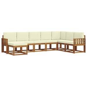vidaXL Lauko sofos komplektas su pagalve 8 pcs Natūralus ir grietinėlė