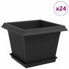 vidaXL Augalų vazonai 24 vnt. Juoda Plastmasė