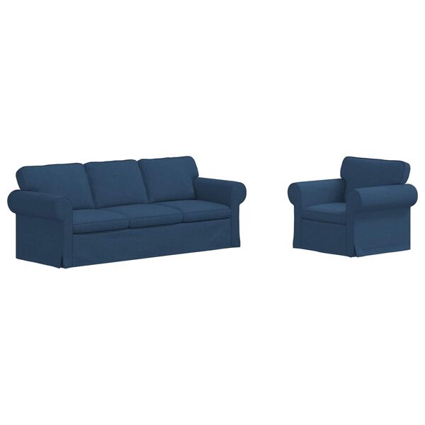 vidaXL Sofa 2 pcs Mėlyna 215 x 82 x 80 cm audinys