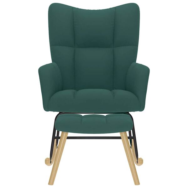 vidaXL Supama kėdė su pakoja, tamsiai žalios spalvos, audinys