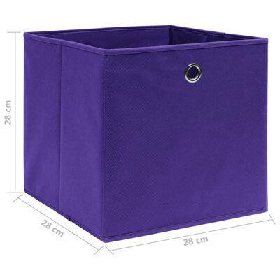 vidaXL Daiktadėžės, 4vnt., violetinės, 28x28x28cm, neaustinis audinys