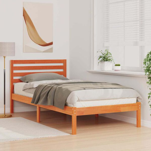 vidaXL Lovos rėmas Vaško ruda 90 x 200 cm Kietos pušies mediena