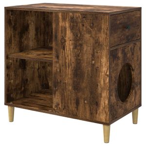 vidaXL Katės namelis Rūkyta ąžuolas 72 x 42.5 x 70 cm Apdirbta mediena