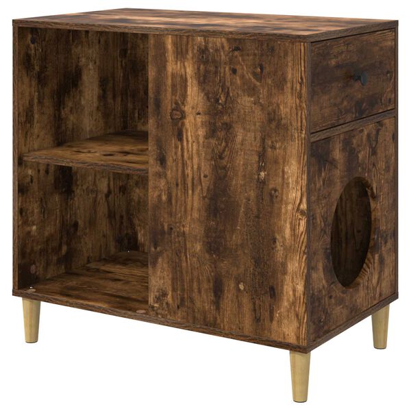 vidaXL Katės namelis Rūkyta ąžuolas 72 x 42.5 x 70 cm Apdirbta mediena