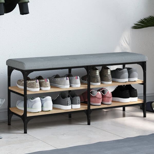 vidaXL Batų suoliukas, sonoma ąžuolo, 102x32x47cm, apdirbta mediena