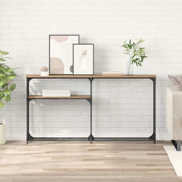 vidaXL KonsolinisStaliukas Amatininkų ąžuolas 145 x 22,5 x 75 cm